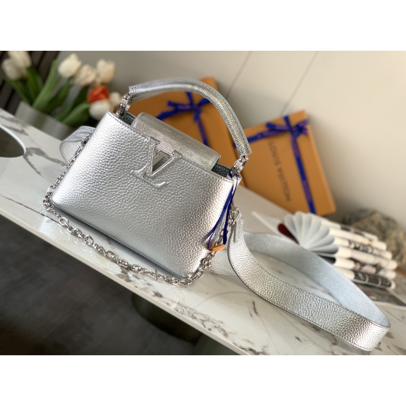 2022 Louis Vuitton Replicas Elegant Capucines M48865 Silver Bags